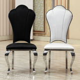 包邮不锈钢欧式酒店餐桌椅组合简约现代高档餐椅绒布餐厅高背椅子