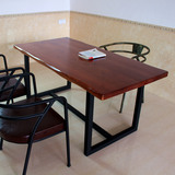 欧美式铁艺复古书桌餐桌家用做旧办公桌实木写字台会议桌电脑桌子