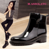 MASSOLATO时尚女士休闲雨鞋春季雨靴马丁雨鞋水鞋胶鞋短帮雨鞋