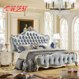 菲艺轩奢华欧式床新古典1.8米公主双人床全实木雕花法式冰绒布床
