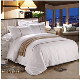 五星级酒店宾馆床上用品四件套纯色全棉特加密贡缎 床单被套枕套