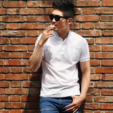 韩国代购男装夏季新款迷彩立领短袖韩版时尚纯色潮男士修身T恤衫