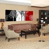 发财树客厅之王沙发背景无框画现代装饰画挂画卧室三联组合抽象画