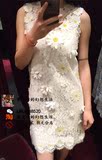 DG杜嘉班纳代购2016夏季新款雏菊蕾丝镂空修身显瘦无袖背心连衣裙