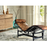 北欧创意/美式做旧客厅家具 休闲沙发躺椅无扶手躺椅进口真皮椅子