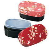 日本制进口餐具和风双层hakoya可微波饭盒樱花兔子便当盒