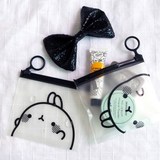韩国正品bookcodi可爱卡通MOLANG兔半透明防水化妆包票据收纳包 S