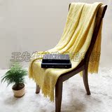 样板房柠檬黄色针织搭毯简约现代素色北欧风格午休沙发巾床尾毯