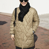韩国代购青年男士立领中长款薄款棉服韩版休闲保暖外套冬季潮棉衣