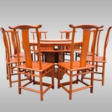 红木圆桌花梨木明式圆餐台实木餐桌椅原木餐厅带转盘圆桌餐桌餐椅
