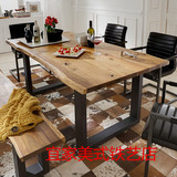 现代简约复古实木家具多功能特价做旧简易餐厅餐桌椅子组合套装