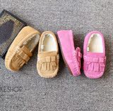 新款冬季儿童棉鞋男女小童加绒豆豆休闲鞋子韩版宝宝皮鞋1-3岁