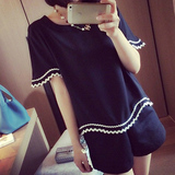 夏季少女士纯棉短袖居家宽松睡衣大码学生韩版棒球服运动短裤套装