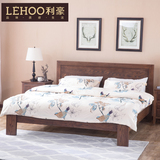 利豪家具 纯实木双人床 1.5米1.8米红橡木床 黑胡桃色美式乡村床