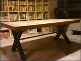 美式复古家具铁艺实木餐桌茶几书桌会议桌长凳餐厅桌北欧花园桌椅