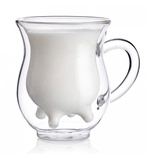 耐热创意玻璃杯双层可爱奶牛杯儿童早餐牛奶杯透明搞笑水杯子包邮