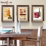 餐厅装饰画 现代简约抽象美食餐具 餐桌背景画挂画墙画三联画