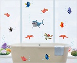 海底世界总动员墙贴纸卧室卡通小鱼海星浴室卫生间防水可移除贴纸