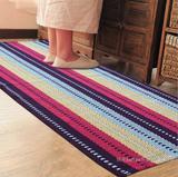 2016新款地中海风格客厅地毯编织纯棉多彩条纹厨房地垫门垫飘窗垫