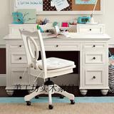 美式乡村儿童家具田园风格实木组合定制白色书桌书架写字台梳妆台
