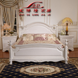欧式床法式白色开放漆床 田园风格床 实木雕花简约法式双人床 1.8