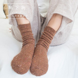 靴下物日系秋冬加厚保暖彩点女士堆堆袜森系羊毛打底中筒短袜棉袜