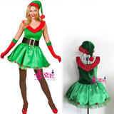 舞克拉绿色可爱圣诞服装 高档圣诞制服演出服女圣诞节服装摄影