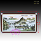 景德镇陶瓷板画 名家手绘粉彩山水 现代中式客厅装饰画挂画632GMC