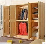 枫柏林 儿童实木衣柜简易组装家具 两门三门四门储物柜子木质衣橱