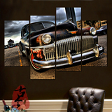 美式汽车装饰画 客厅挂画车行壁画沙发背景墙画做旧复古车无框画