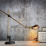 接触灯具做旧美式乡村工业风LOFT创意个性铁艺爱迪生复古长臂台灯