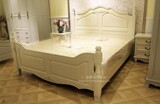 韩式田园卧室柏木床白色实木双人床1.8米储物高箱床柏木家具