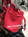 HM H＆M女装香港代购专柜正品红色单肩包斜挎包包水桶包