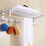 五金挂件 浴室卫生间挂架折叠浴巾架卫浴置物架双层 毛巾架太空铝