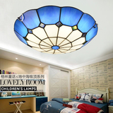 欧式吸顶灯卧室圆形简约田园地中海风格吸顶灯具蓝色厨房书房阳台