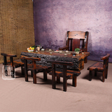 茶几简约现代茶台禅意功夫茶桌椅组合休闲老船木客厅仿古中式茶桌