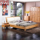 梵星豪斯现代中式家具全实木床柏木床1.5米双人床1.8榻榻米床软靠