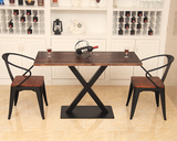 美式实木桌面板餐桌椅组合复古做旧铁艺餐桌饭桌办公桌咖啡桌定制