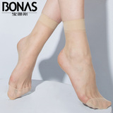 宝娜斯 5双装水晶丝平板短丝袜防勾丝女短袜子春夏超薄透明对对袜