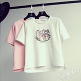 韩国小清新甜美2016夏季新款hello kitty卡通可爱短袖t恤女上衣