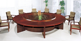 上海办公家具实木圆型议桌条形贴木皮会议桌大型会议桌洽谈桌椅。