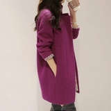 2015韩版新款茧型羊毛呢外套大衣女修身中长款时尚宽松大码女装潮