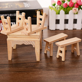 新款复古四方桌子凳子木质摆件 微型小家具模型儿童DIY玩具茶桌椅