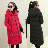 韩国2015冬新款女棉服韩版加厚宽松大码过膝长款棉衣外套连帽学生