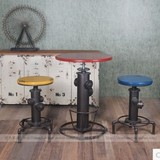 艺升降实木创意个性酒吧吧台凳桌椅组合休闲西餐咖啡厅美式复古铁