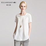【新品】ELLASSAY歌力思春夏女装 雪纺下摆中长款短袖衬衫