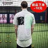 viishow2016夏装新款短袖衬衫 欧美街头条纹短袖衬衫男 贴图短袖