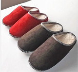 外贸拖鞋原单出口日本冬季羊羔绒拖鞋男女情侣款室内轻巧地板拖鞋
