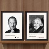 人物海报装饰画办公室励志挂画有框画酒吧壁画黑白墙画爱因斯坦