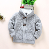 2016秋冬款韩版童装男童女童加绒加厚羊羔绒毛衣开衫外套儿童童装